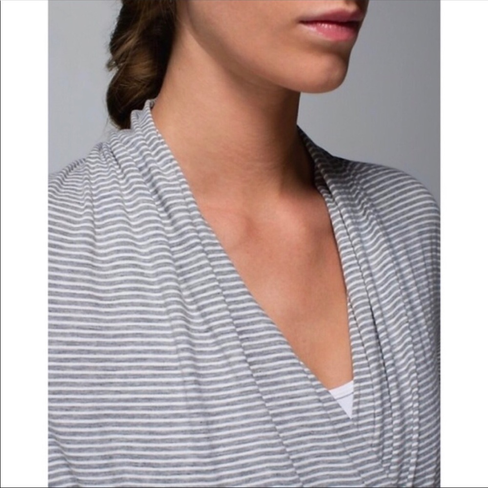 Lululemon grey white stripe wrap top - Picture 3 of 8
